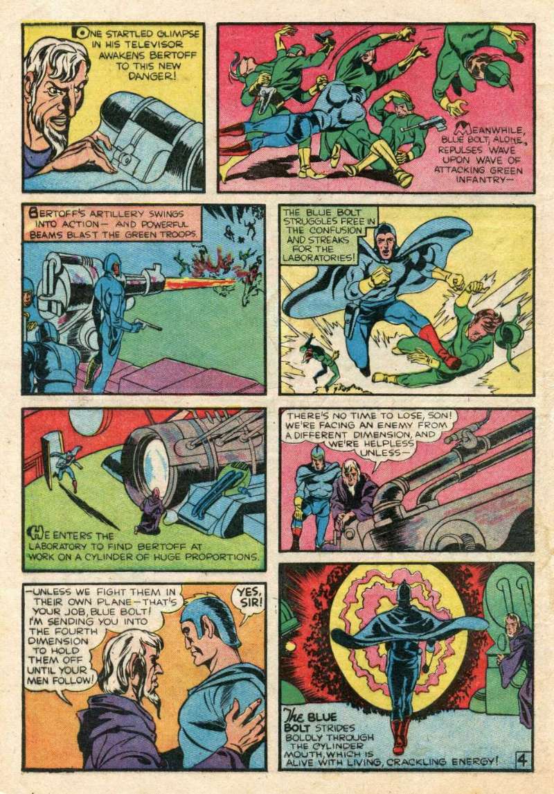 Page 1: Blue Bolt #5 (1940), page 4